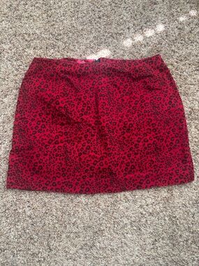 the clothing company Red Leopard Print Mini Skirt